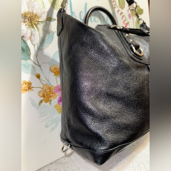 Coach Ashley Black Leather Satchel with Silver Hardware - Picture 5 of 11